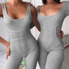Sleeveless / Long-sleeve Ribbed Jumpsuit