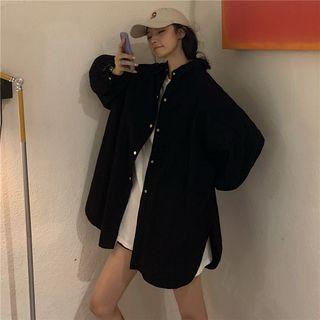 Plain Lantern-sleeve Oversize Shirt