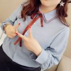 Layered Collar Striped Shirt