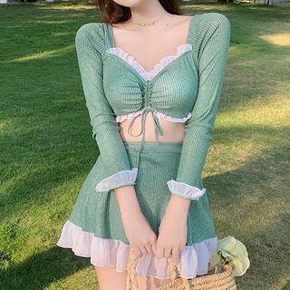 Set: Drawstring Rash Guard + Swim Skirt