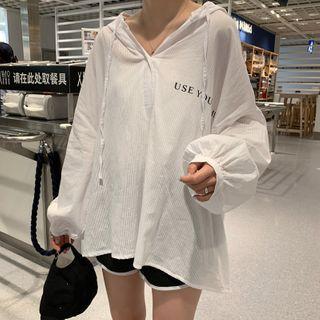 Long Sleeve Oversized Hooded Top White - One Size