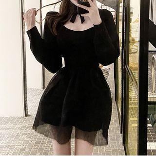 Long-sleeve Bow Cutout Mini Dress