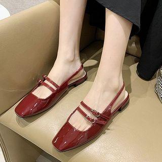 Patent Slingback Low-heel Sandals