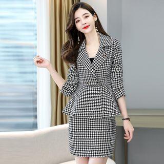 Set: Houndstooth Jacket + Pencil Skirt