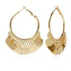 Disc Fringed Alloy Hoop Dangle Earring 1 Pair - Gold - One Size