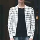 Check Zip Cardigan