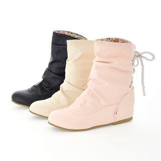 Tie-back Shirred Short Boots