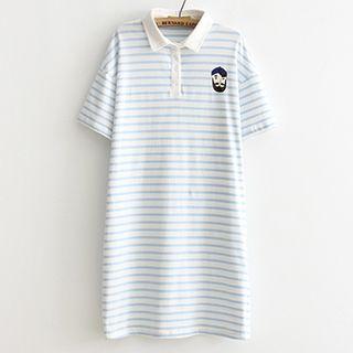 Striped Short-sleeve Polo Dress