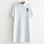 Striped Short-sleeve Polo Dress