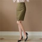 Slit-trim Pencil Skirt