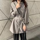 Buttoned Jacket With Belt White - Xxs