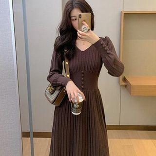 Long-sleeve A-line Knit Dress (various Designs)