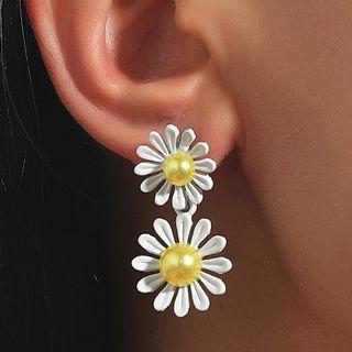 Daisy Alloy Dangle Earring 1 Pair - 01 - White - One Size