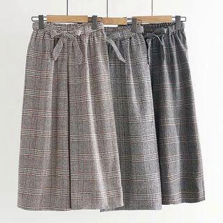 Plaid Mid A-line Skirt