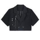 Short-sleeve Double Breasted Chained Cropped Blazer