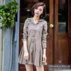 Checked A-line Hooded Dress