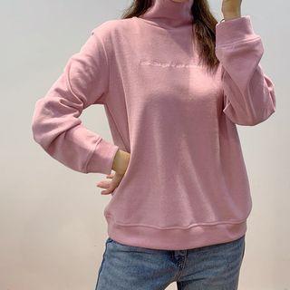 Turtle-neck Embroidered Sweatshirt