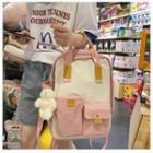 Color Block Backpack / Bear Bag Charm / Set
