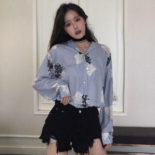 Print Notch Collar Shirt