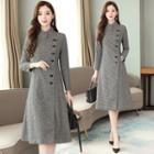 Stand-collar Houndstooth Coat