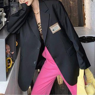 Applique Single Breasted Oversized Blazer