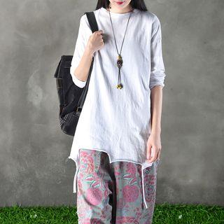Long-sleeve Asymmetric Hem Long Top