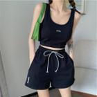 Set: Crop Tank Top + Wide Leg Sweatshorts