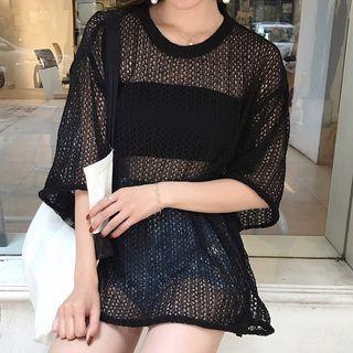 Crochet 3/4 Sleeve Knitted Top
