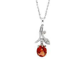 18k White Gold Flower Design Pendant Set With Color Stone One Size