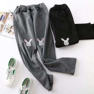 Rabbit Embroidered Pants