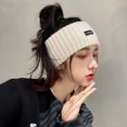 Lettering Applique Knit Headband 1 Pc - A3321 - Off-white - One Size