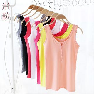 Plain Buttoned Tank Top