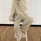 Set: Hood Cardigan + Wide Leg Pants
