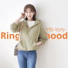 Kangaroo-pocket Banded-hem Anorak Hoodie