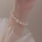 Freshwater Pearl Gemstone Bracelet White & Pink & Gold - One Size