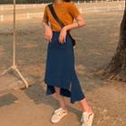 Short-sleeve T-shirt / Slit Asymmetric Midi Skirt