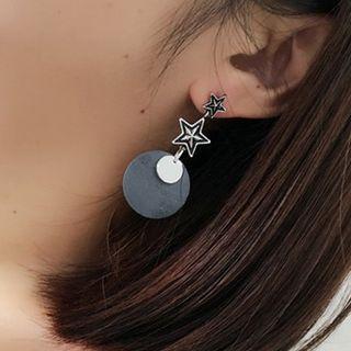Geometric Wood Tasseled Earrings
