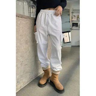 Drawstring Patch-pocket Jogger Pants