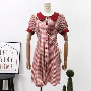 Peter Pan-collar Plaid A-line Dress