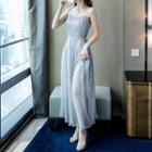 Faux Pearl Strap Maxi Dress