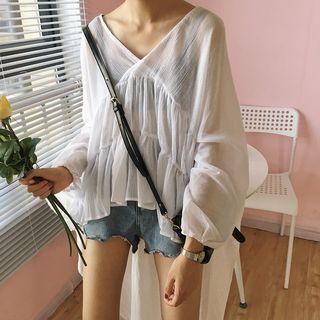 Long-sleeve Tiered Blouse