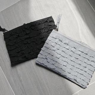 Frill-tiered Zip Clutch
