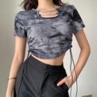 Short-sleeve Chained Drawcord Crop Top