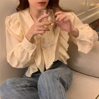 Ruffled Blouse Cream White - One Size