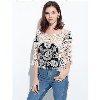 Crochet Panel Elbow Sleeve Cover-up