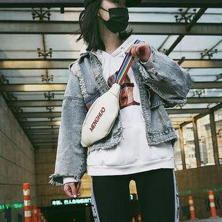 Lettering Faux-leather Sling Bag