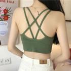 Plain Cross Strap Cropped Camisole Top