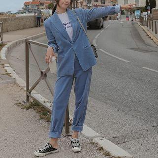 Set: Single-breasted Blazer + Straight-cut Pants