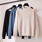 Cold Shoulder Sweater / A-line Mini Tweed Skirt / Set