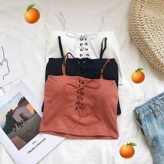 Lace-up Cropped Sleeveless Top